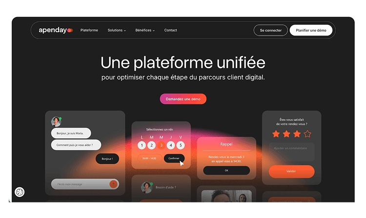The "unified platform" page on the Apenday website